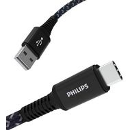 Philips USB Type C Cable, USB-A to USB-C Black Nylon Braided Fast Charging Cable, 6Ft, 40X Stronger, Compatible with iPad Pro, MacBook Pro, Samsung Galaxy S10 S9 Note 9 8 S8 Plus,