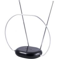 Philips Accessories Philips Rabbit Ears Indoor TV Antenna, Dipoles and Circular Loop, Tabletop Antenna, Digital, Smart TV Compatible, HDTV Antenna, 4K 1080P VHF UHF, 5ft Coaxial Cable, Black, SDV8201B