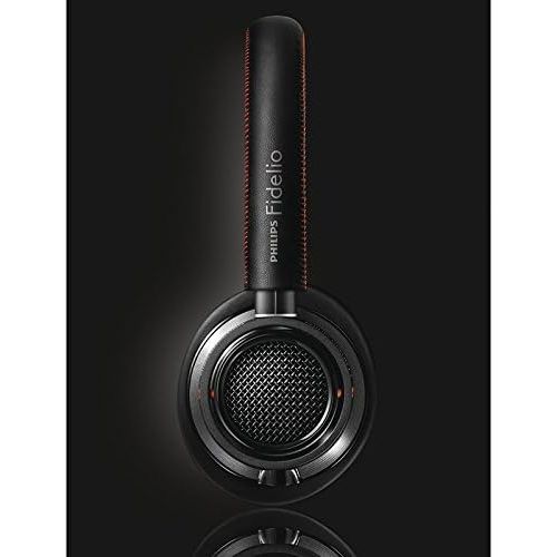 필립스 Philips Audio Philips Fidelio L2 Over-Ear Premium Portable Headphones with in-line Mic, Noise Isolation, Hi-Res - Black/Orange (L2BO)