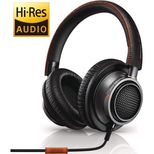 필립스 Philips Audio Philips Fidelio L2 Over-Ear Premium Portable Headphones with in-line Mic, Noise Isolation, Hi-Res - Black/Orange (L2BO)