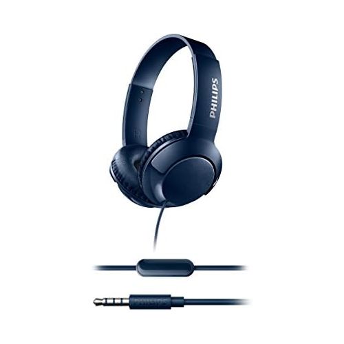  Philips Audio Philips SHL3075BL BASS + on ear headphones with microphone (noise isolation, rich sound, strong bass) blue