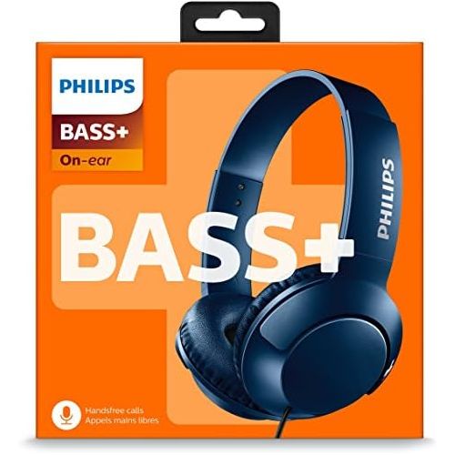  Philips Audio Philips SHL3075BL BASS + on ear headphones with microphone (noise isolation, rich sound, strong bass) blue