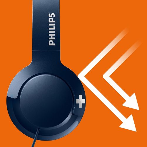  Philips Audio Philips SHL3075BL BASS + on ear headphones with microphone (noise isolation, rich sound, strong bass) blue