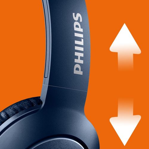  Philips Audio Philips SHL3075BL BASS + on ear headphones with microphone (noise isolation, rich sound, strong bass) blue