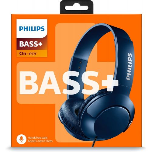  Philips Audio Philips SHL3075BL BASS + on ear headphones with microphone (noise isolation, rich sound, strong bass) blue