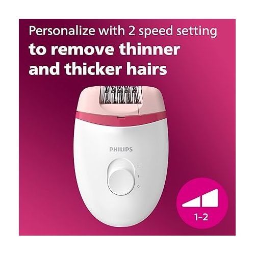  Philips Beauty Satinelle Essential Compact Hair Removal Epilator for Women, BRE235/04