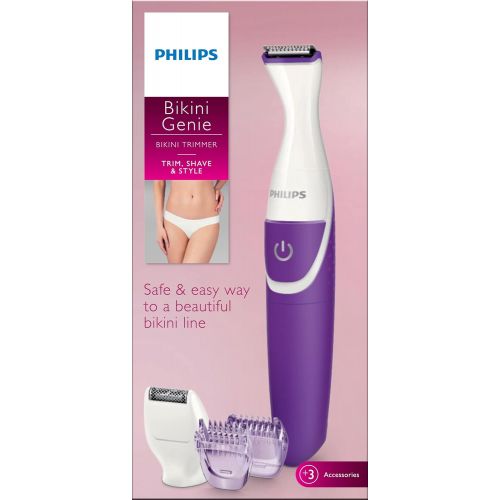  Philips Beauty BikiniGenie Cordless Bikini Trimmer for Women, Showerproof Hair Removal, BRT383/50