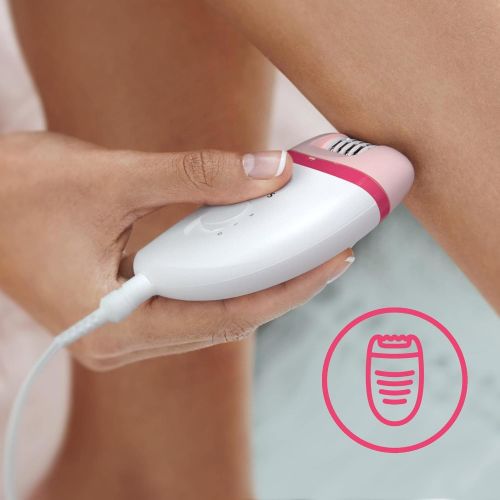  Philips Beauty Satinelle Essential Corded Epilator, BRE235/04, White and Pink