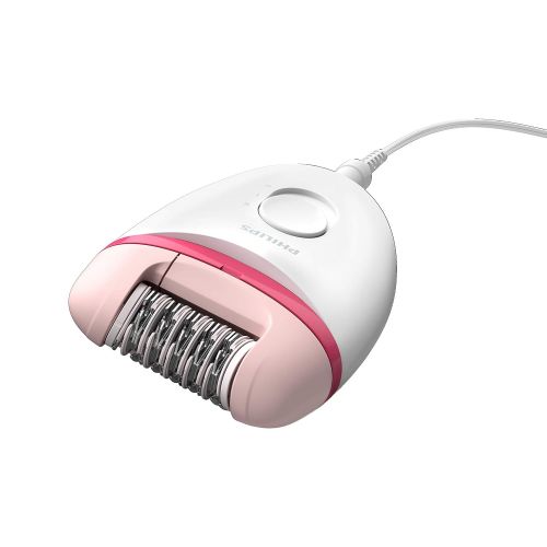  Philips Beauty Satinelle Essential Corded Epilator, BRE235/04, White and Pink