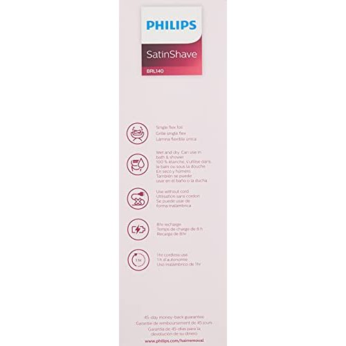  Philips Beauty Philips Satinshave Advanced Women’s Electric Shaver, Cordless Hair Removal, BRL140/51, White and Pink