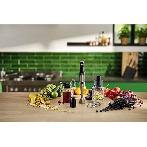 필립스 Besuchen Sie den Philips-Store Philips Stabmixer Viva HR2657/90 (800W, SpeedTouch, inkl. 2-in-1 Togo Trinkflasche, Spiralschneider, Schneebesenaufsatz) edelstahl