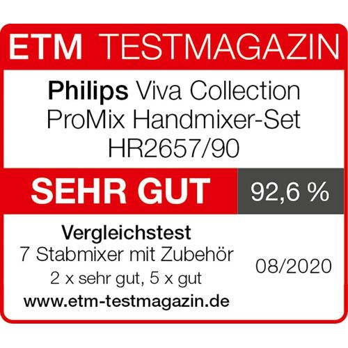 필립스 Besuchen Sie den Philips-Store Philips Stabmixer Viva HR2657/90 (800W, SpeedTouch, inkl. 2-in-1 Togo Trinkflasche, Spiralschneider, Schneebesenaufsatz) edelstahl