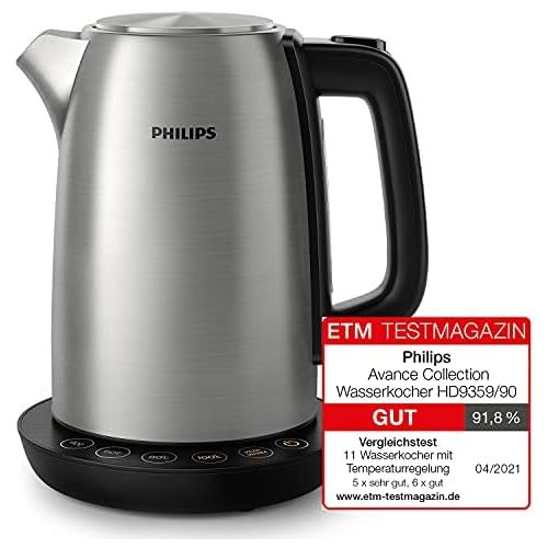 필립스 Philips HD9359/90 Wasserkocher aus Edelstahl fuer Tee bis Babynahrung (2200 Watt, 1,7 Liter, Warmhaltefunktion)