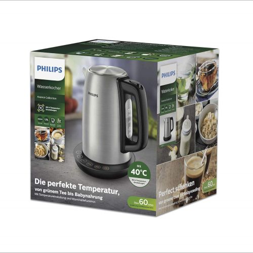 필립스 Philips HD9359/90 Wasserkocher aus Edelstahl fuer Tee bis Babynahrung (2200 Watt, 1,7 Liter, Warmhaltefunktion)