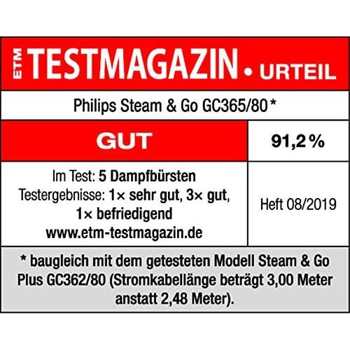 필립스 PHILIPS Philips Steam&Go GC365/80 Dampfglatter (1300 Watt, SmartFlow Heizplatte, Buerstenaufsatz) schwarz/gold