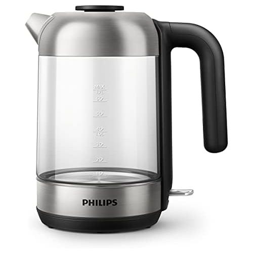 필립스 [아마존베스트]Philips HD9339/80 Glass Kettle 1.7 Litre (LED Lighting, Dry Run Protection, Removable Micro Strainer Filter, 2200 W)