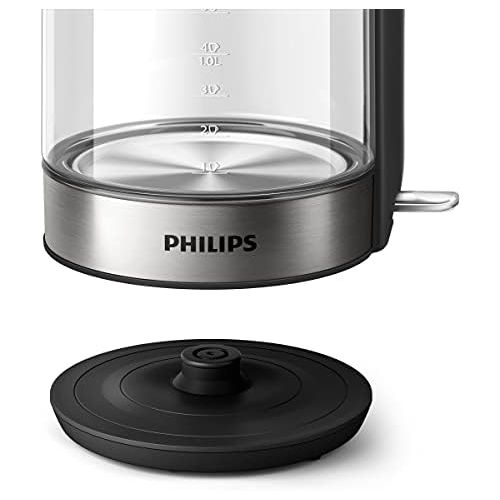 필립스 [아마존베스트]Philips HD9339/80 Glass Kettle 1.7 Litre (LED Lighting, Dry Run Protection, Removable Micro Strainer Filter, 2200 W)