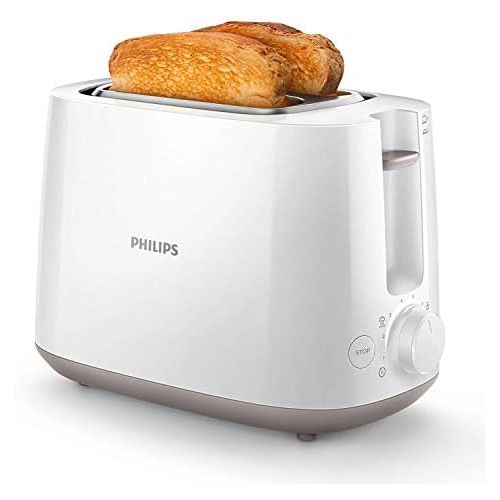 필립스 Philips Domestic Appliances Philips HD2581/00 Toaster, Integrated Bun Attachment, 8 Browning Levels, White