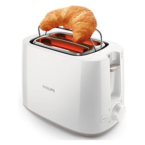 필립스 Philips Domestic Appliances Philips HD2581/00 Toaster, Integrated Bun Attachment, 8 Browning Levels, White