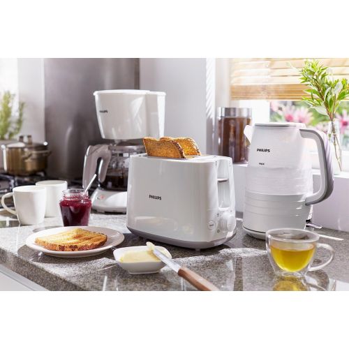 필립스 Philips Domestic Appliances Philips HD2581/00 Toaster, Integrated Bun Attachment, 8 Browning Levels, White