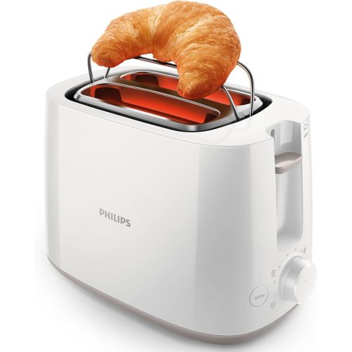 필립스 Philips Domestic Appliances Philips HD2581/00 Toaster, Integrated Bun Attachment, 8 Browning Levels, White