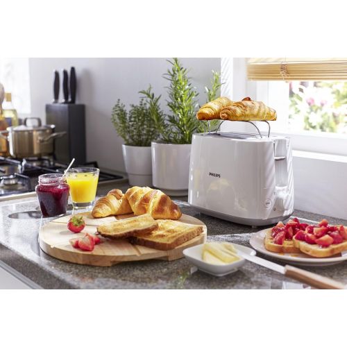 필립스 Philips Domestic Appliances Philips HD2581/00 Toaster, Integrated Bun Attachment, 8 Browning Levels, White