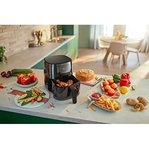 필립스 Philips Domestic Appliances Philips HD9252/90 Original Airfryer Hot Air Fryer 1400 W, for 2 3 People, 800 g/4.1 L, Digital Display, Black