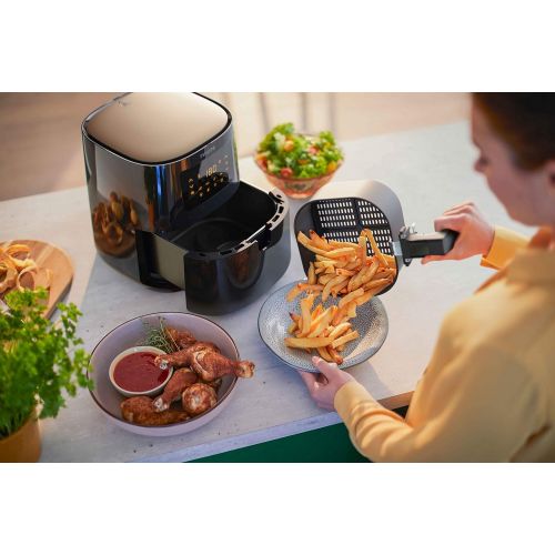 필립스 Philips Domestic Appliances Philips HD9252/90 Original Airfryer Hot Air Fryer 1400 W, for 2 3 People, 800 g/4.1 L, Digital Display, Black