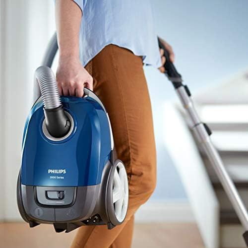 필립스 Philips Domestic Appliances Philips Performer XD3110/09 Compact Vacuum Cleaner with Bag Series 3000, 99.9% Dust Absorption, 900 W, Allergy Filter, Blue