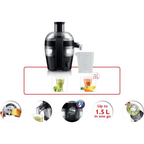 필립스 Philips Domestic Appliances Philips HR1832 / 00 Viva Collection Juicer 500 W, compact design, 1.5 L in one go, fast cleaning, black