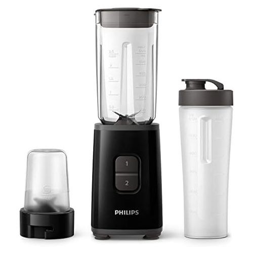 필립스 Philips Domestic Appliances Philips HR2603/90 Mini Blender 350 W with Water Bottle and Chopper Black