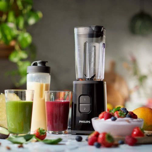 필립스 Philips Domestic Appliances Philips HR2603/90 Mini Blender 350 W with Water Bottle and Chopper Black