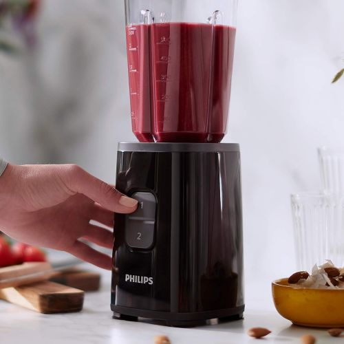 필립스 Philips Domestic Appliances Philips HR2603/90 Mini Blender 350 W with Water Bottle and Chopper Black