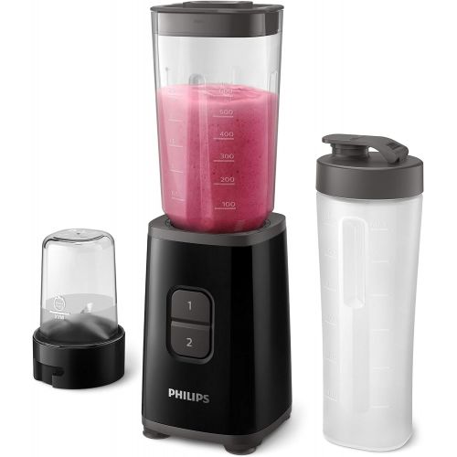 필립스 Philips Domestic Appliances Philips HR2603/90 Mini Blender 350 W with Water Bottle and Chopper Black