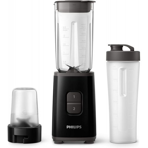 필립스 Philips Domestic Appliances Philips HR2603/90 Mini Blender 350 W with Water Bottle and Chopper Black