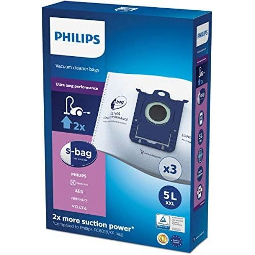 필립스 Philips Domestic Appliances Philips S Bag FC8027/01 Vacuum Cleaner Bags Ultra Long Performance 80 % Longer Lasting Compatible with Phillips / Electrolux / Tornado