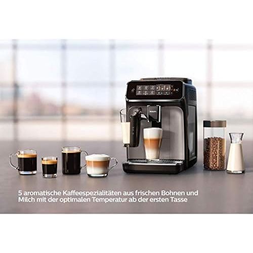 필립스 Philips Domestic Appliances Philips 3200 series EP3246 / 70 fully automatic coffee machine, 5 specialty coffees (LatteGo milk system) black / silver lacquered