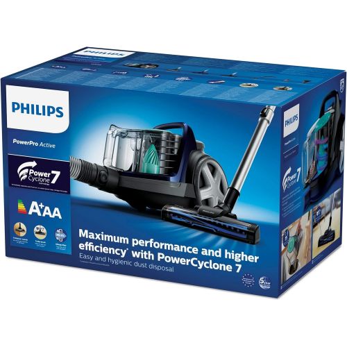 필립스 Philips Domestic Appliances Philips FC9556/09 PowerPro Active Bagless Vacuum Cleaner (900 W, 1.5 L Dust Volume, Includes Turbo Pet Hair Nozzle, Hard Floor Nozzle, Furniture Attachment)