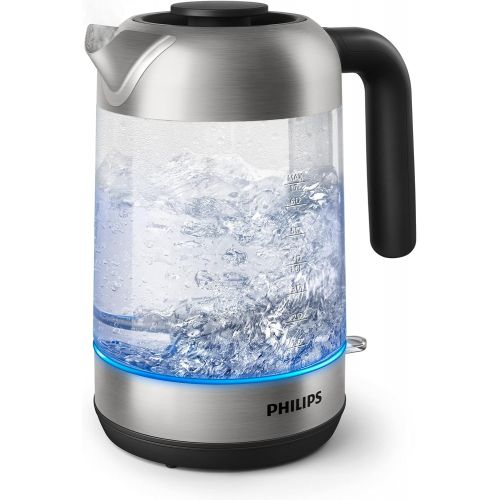 필립스 Philips Domestic Appliances Philips HD9339/80 Glass Kettle, 1.7 Litres, LED Lighting, Dry Run Protection, Removable Micro Strainer Filter, 2200 W