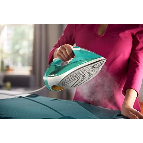 필립스 Philips Domestic Appliances Philips GC4537/70 Azur Steam Iron (2400 W, 200 g Steam Bump, SteamGlide Ironing Sole) White/Turquoise