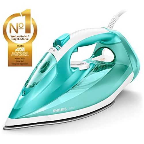 필립스 Philips Domestic Appliances Philips GC4537/70 Azur Steam Iron (2400 W, 200 g Steam Bump, SteamGlide Ironing Sole) White/Turquoise