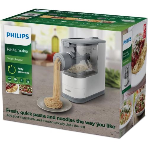  Philips Kitchen Appliances Philips Compact Pasta and Noodle Maker with 3 Interchangeable Pasta Shape Plates - White - HR2370/05