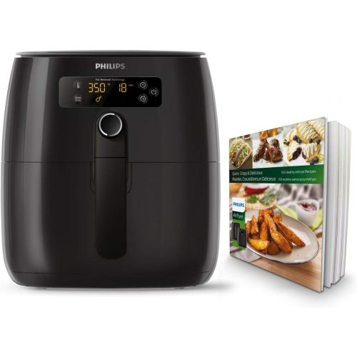  Philips Kitchen Appliances Premium Digital Airfryer with Fat Removal Technology + Recipe Cookbook, 3 qt, Black, HD9741/99, X-Large