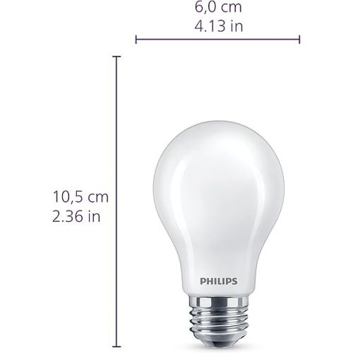  Philips LED Flicker-Free Frosted Dimmable A19 Light Bulb - EyeComfort Technology - 800 Lumen - Soft White (2700K) - 8W=60W - E26 Base - Title 20 Certified - Ultra Definition - Indoor - 4-Pack