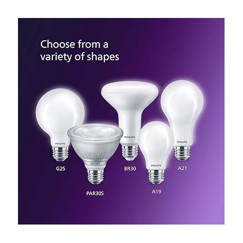  Philips LED Flicker-Free Frosted Dimmable A19 Light Bulb - EyeComfort Technology - 800 Lumen - Soft White (2700K) - 8W=60W - E26 Base - Title 20 Certified - Ultra Definition - Indoor - 4-Pack