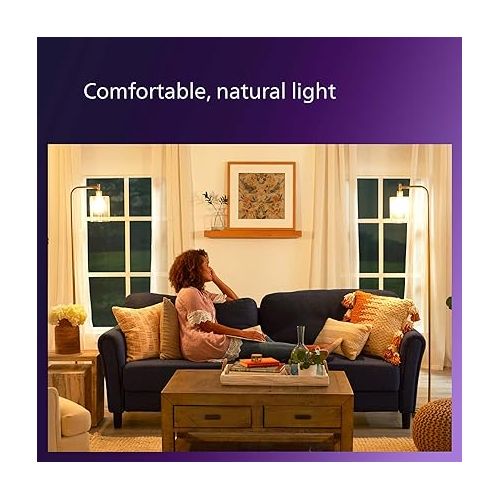  Philips LED Flicker-Free Frosted Dimmable A19 Light Bulb - EyeComfort Technology - 800 Lumen - Soft White (2700K) - 8W=60W - E26 Base - Title 20 Certified - Ultra Definition - Indoor - 4-Pack