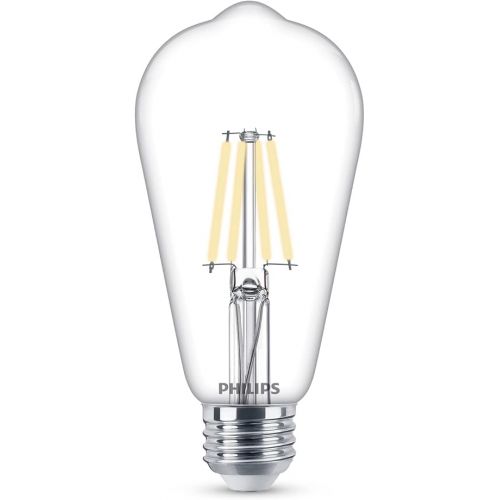  Philips LED Vintage Flicker-Free Clear Spiral ST19 Bulb - Soft White 2700K - 4 Pack - 8W=75W - 800 Lumen - E26 Base - Dimmable - Eye Comfort Technology