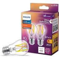 Flicker-Free Clear Dimmable A15 Light Bulb - EyeComfort Technology - 450 Lumen - Soft White (2700K) - 5W=40W - E26 Base - Title 20 Certified - Ultra Definition - Indoor - 2-Pack