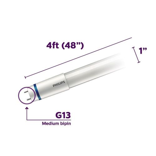  Philips LED InstantFit 3-Foot T8 Tube Light Bulb 1100-Lumen, 3000-Kelvin, 10.5-Watt (25-Watt Equivalent), Medium Bi-Pin G13 Base, Soft White, 10-Pack