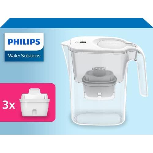  Philips Water AWP2936 Wasserfilterkanne, inklusive 3 Micro X Clean Kartuschen, reduziert Kalk, Chlor und Mikrokunststoffe, PFOA, gefiltertes Wasser mit hohem Geschmack und Reinhe